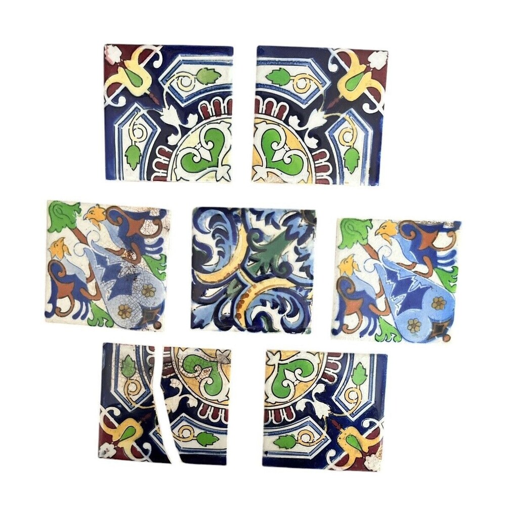 7 CIASA  Handmade Pottery Tiles  Hecho en Mexico, 4.5x4.5"  READ